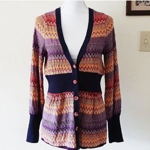 Moth | Chevron Fiamma Nordic Button Front Cardigan